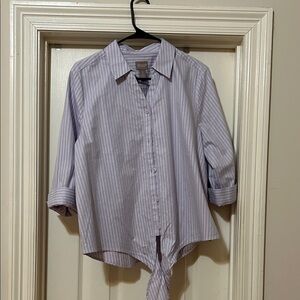Chico's Light Purple Striped Casual Shirt women's